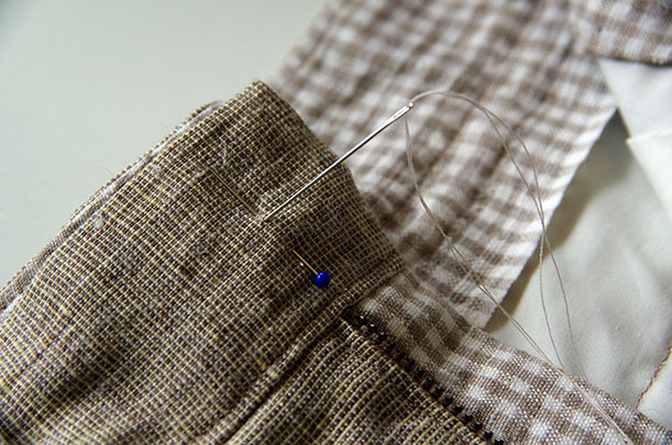 button - begin sewing